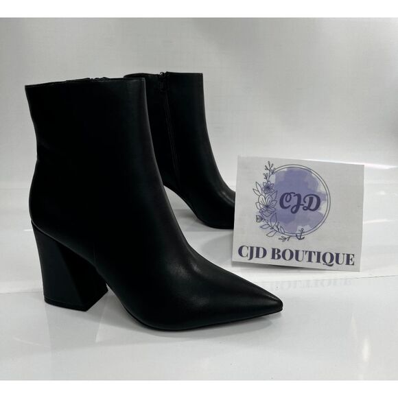 Madden Girl Shoes - Madden Girl Women's Cody Flared Heel Dress Boots - Black 9.5M